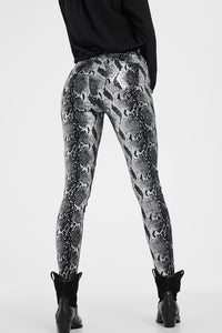 Thumbnail for Q2 - Black Skinny Shiny Printed Pants - 1 COLOR