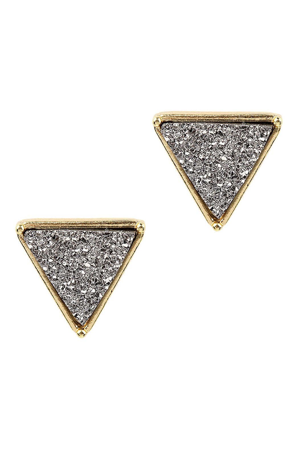 Riah Fashion - Druzy Triangle Post Earrings - 7 COLORS -