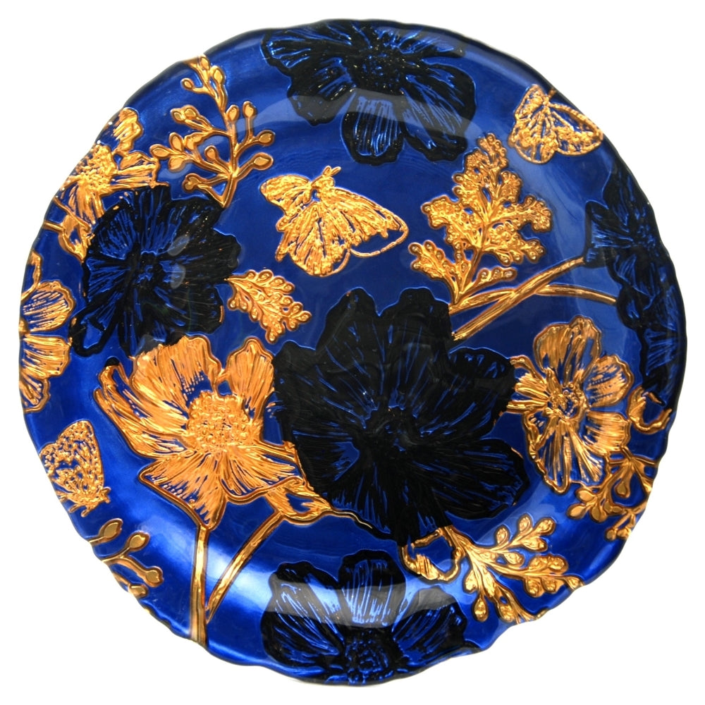 Set/4 PAPILLON INDIGO GOLD BLACK SIDE PLATES