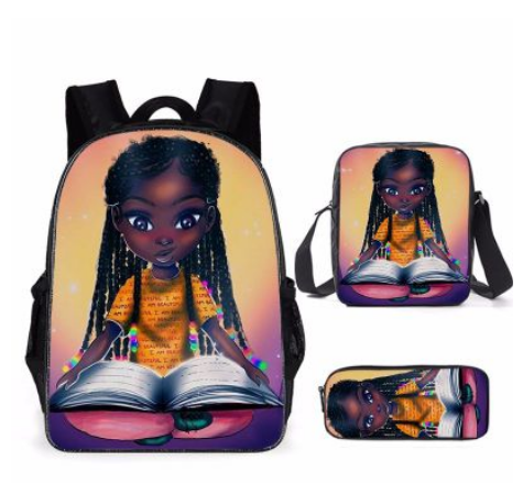 Back to School Backpack - Girl & Bubble gum plus 37 more, different faces - 3Pcs/Set School Bags for Girls - [10-15 DAY DELIVERY] - 38 DIFERRENT FACES -