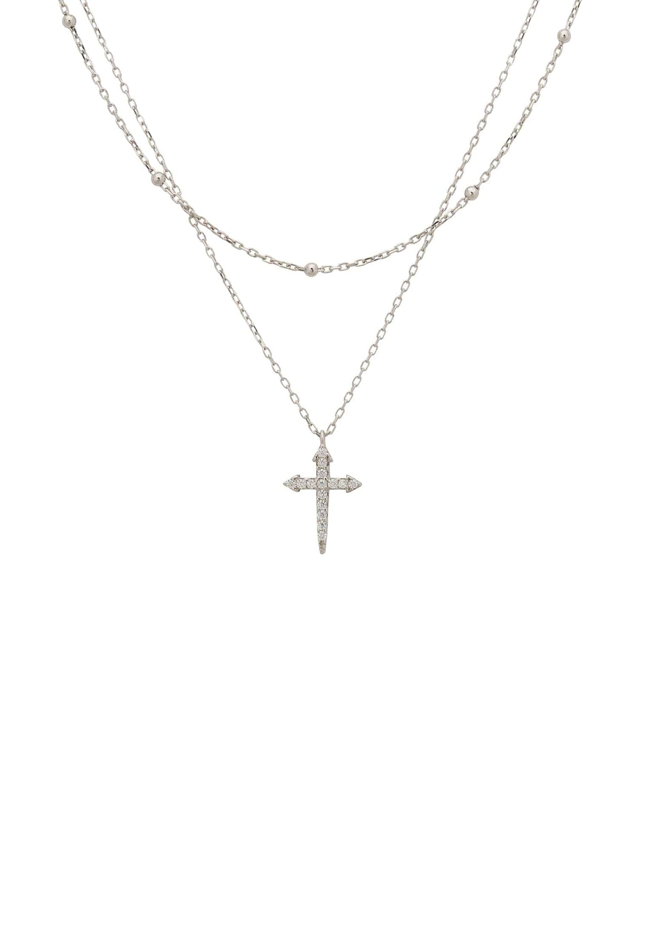 LATELITA - Double Strand Cross Choker Silver -