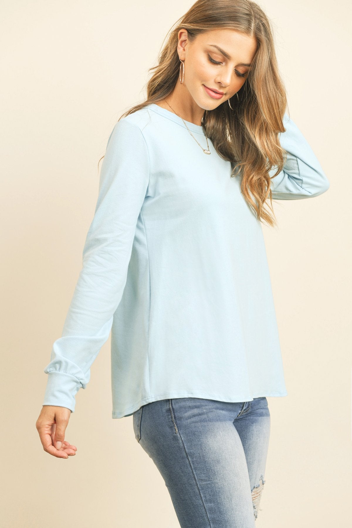 Riah Fashion - Long Sleeve Round Neck Solid Top - 17 COLORS -