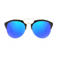 Thumbnail for Corolla | CA15 - Half Frame Mirrored Lens Horned Rim Sunglasses Circle - 6 COLORS -