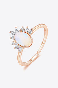 Thumbnail for 18K Rose Gold-Plated Natural Moonstone Ring - T - SIZES 6 THRU 9 - 1 FINISH -