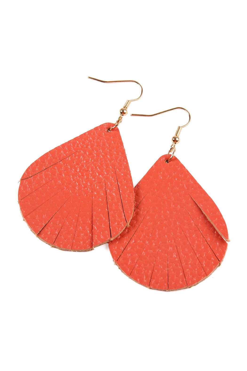 Fringed Pear Shaped Leather Earrings - 10 COLORS