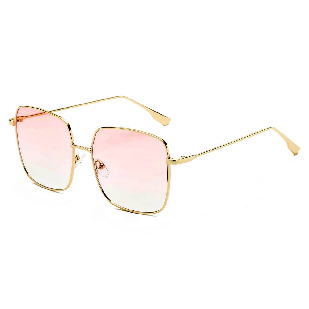 Enoch | S2068 - Women Metal Flat Lens Square Sunglasses - 8 COLORS -