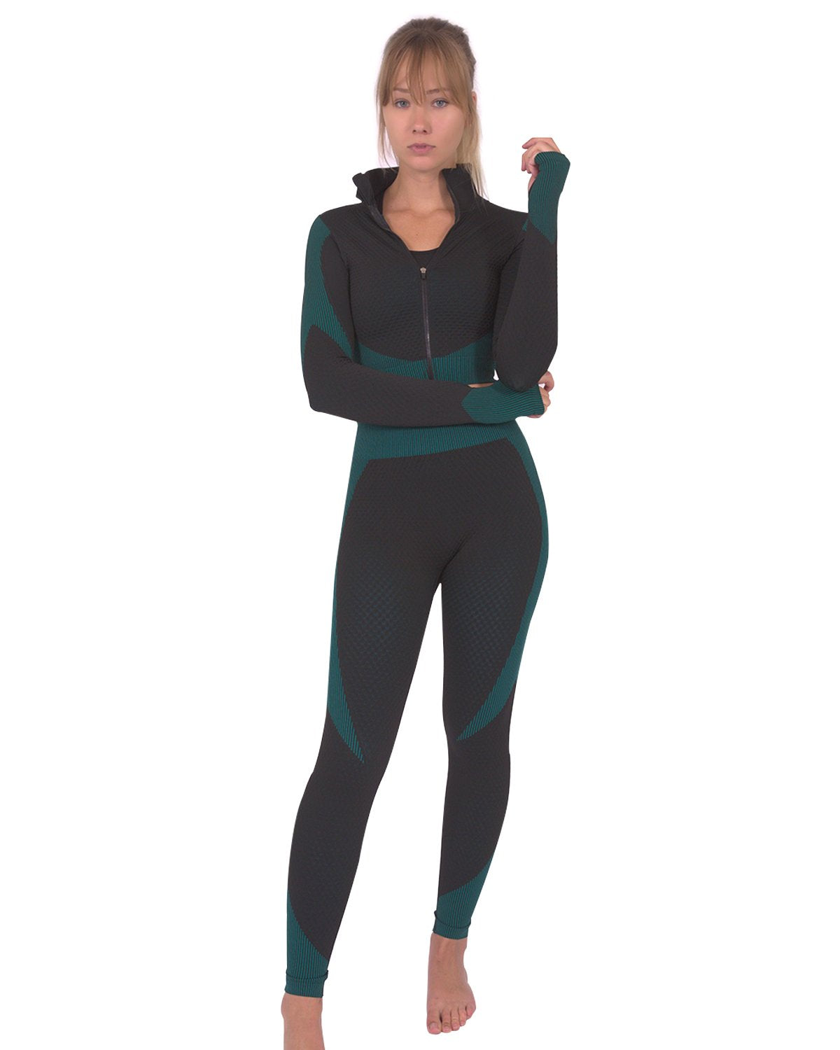 Savoy - Trois Seamless Sports Jacket - Black With Teal Blue - 1 COLOR -