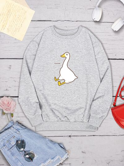 Goose Graphic Round Neck Sweatshirt - T - 4 COLORS -