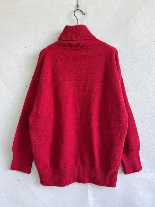 Turtleneck Long Sleeve Sweater - 1 OVERSIZE - T - 6 COLORS -