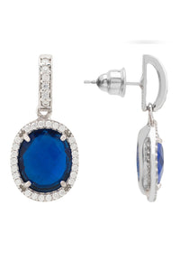 Thumbnail for LATELLITA - Beatrice Oval Gemstone Drop Earrings Silver Sapphire Hydro -