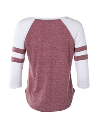 Thumbnail for Women's Baseball Raglan Contrasted Stripes 3/4 Sleeve Tee - 1 COLOR -