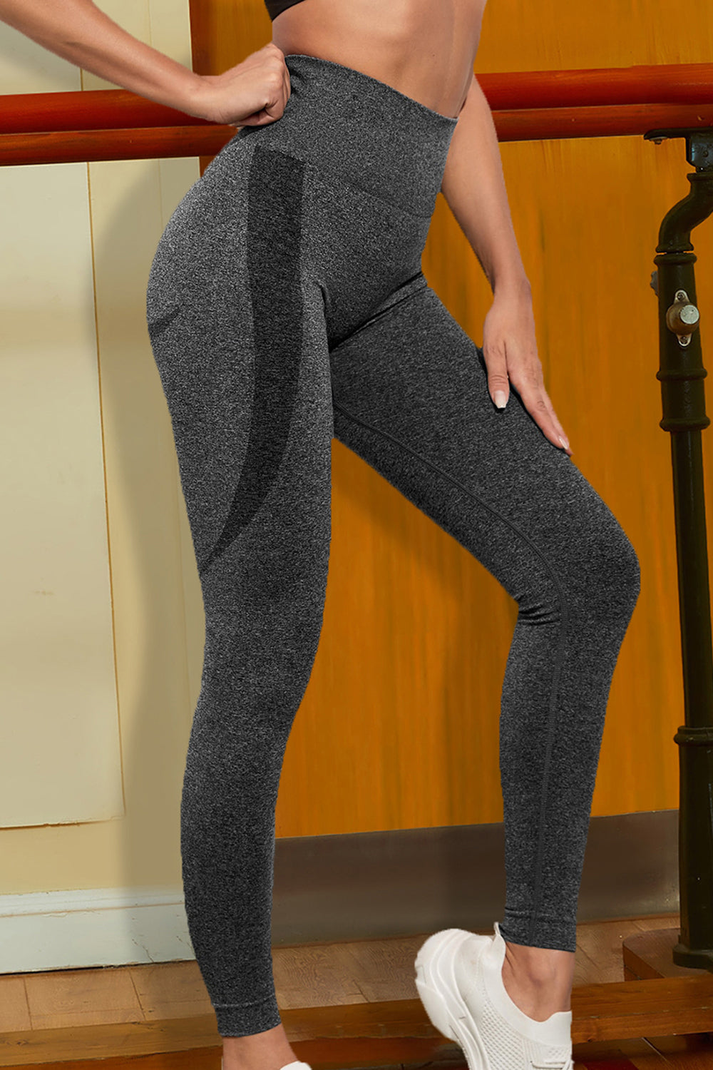 Wide Waistband Sports Leggings - T - 1 COLOR -