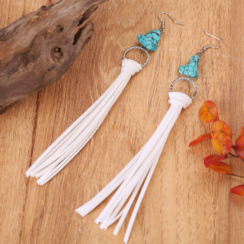 Turquoise Fringe Detail Earrings - T - 3 COLORS -