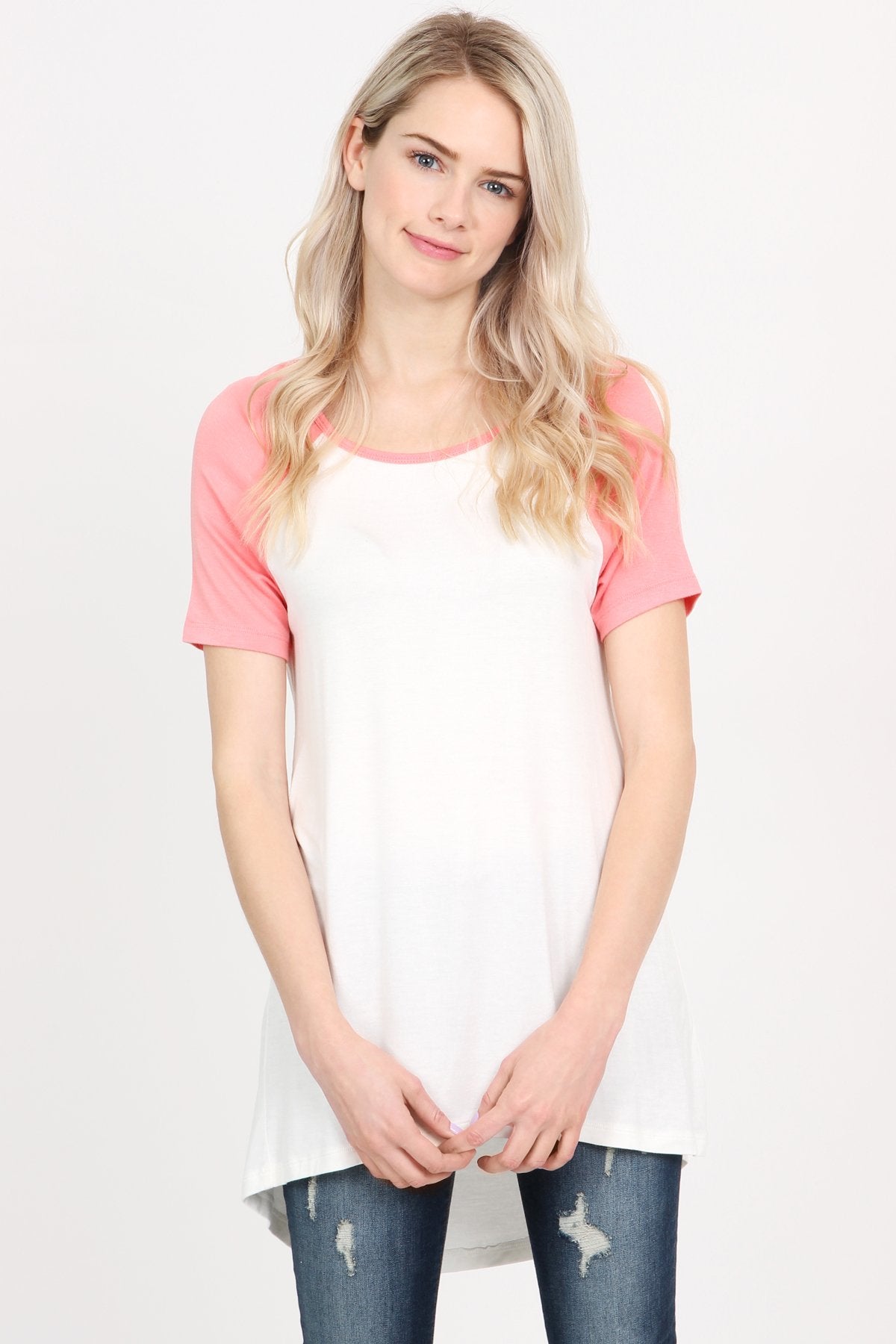 Riah Fashion - Short Sleeve Raglan Top - 4 COLORS -