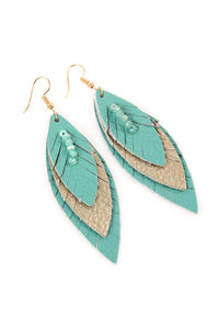 Thumbnail for Three Layer Fringe Leather Marquise Earrings - 14 COLORS -