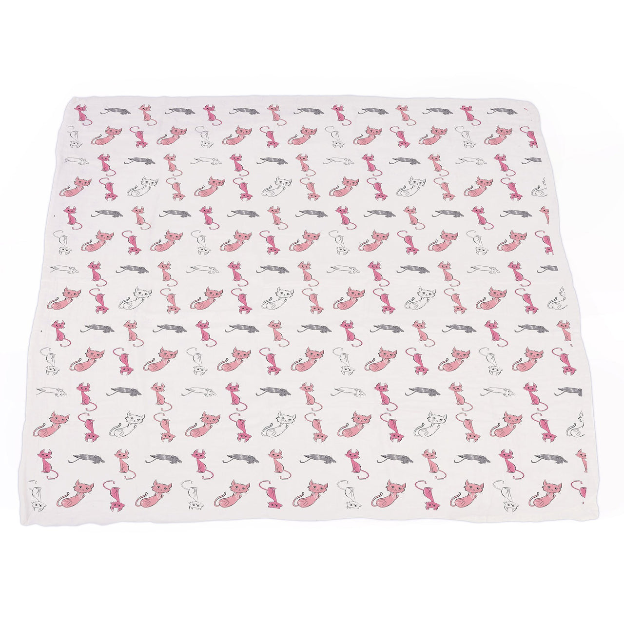 Playful Kitty and Candy Stripe Bamboo Muslin Newcastle Blanket -