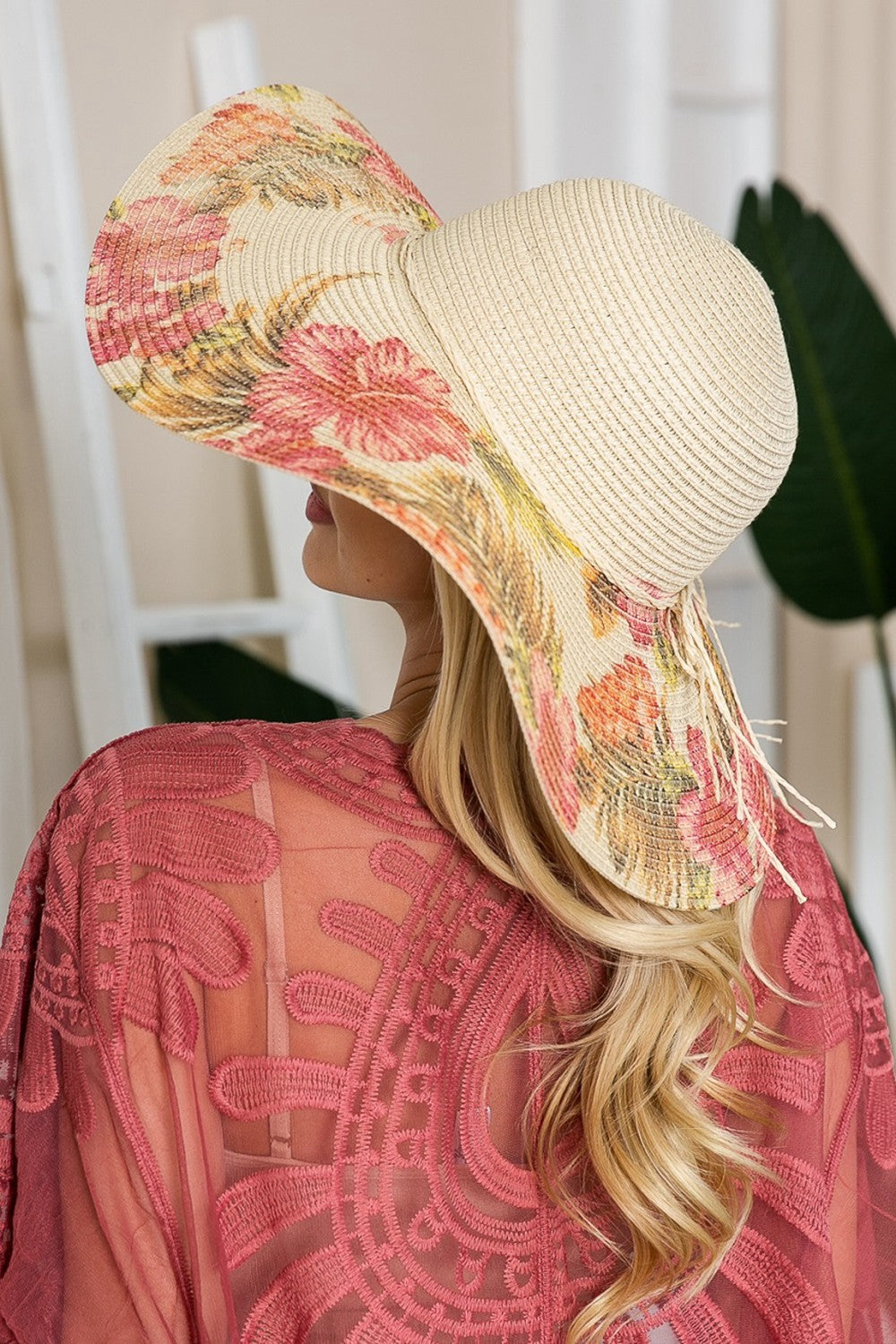 Justin Taylor Floral Bow Detail Sunhat - T - 1 FLORAL -