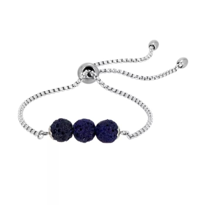 Dark Blue Triple Lava Stone Charm Bracelet -