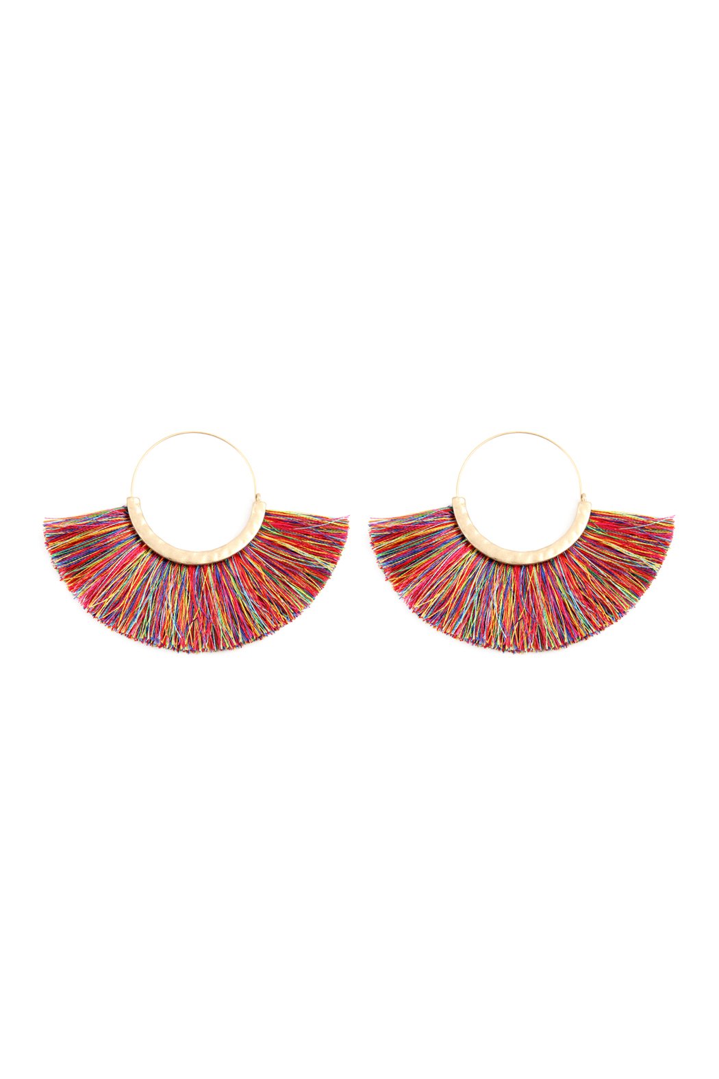 Fan Tassel Hoop Earring - 15 COLORS -