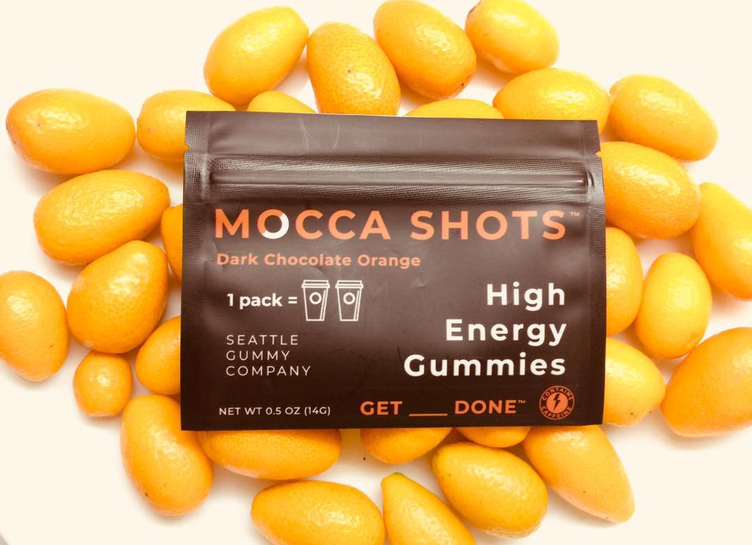 Seattle Gummy Co. - Mocca Shots Energy Gummies with Caffeine | Dark Chocolate Orange (12-Pack box) -