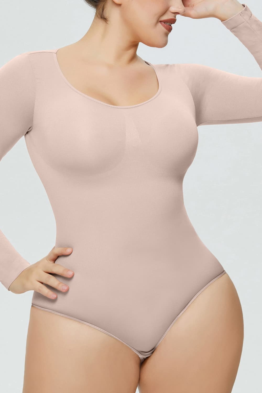 Full Size Long Sleeve Shaping Bodysuit - SIZES S THRU 3XL - T - 3 COLORS -