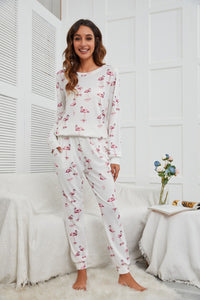 Thumbnail for Flamingo Long Sleeve Top and Pants Lounge Set - 2 PCS. - T - 1 COLOR -