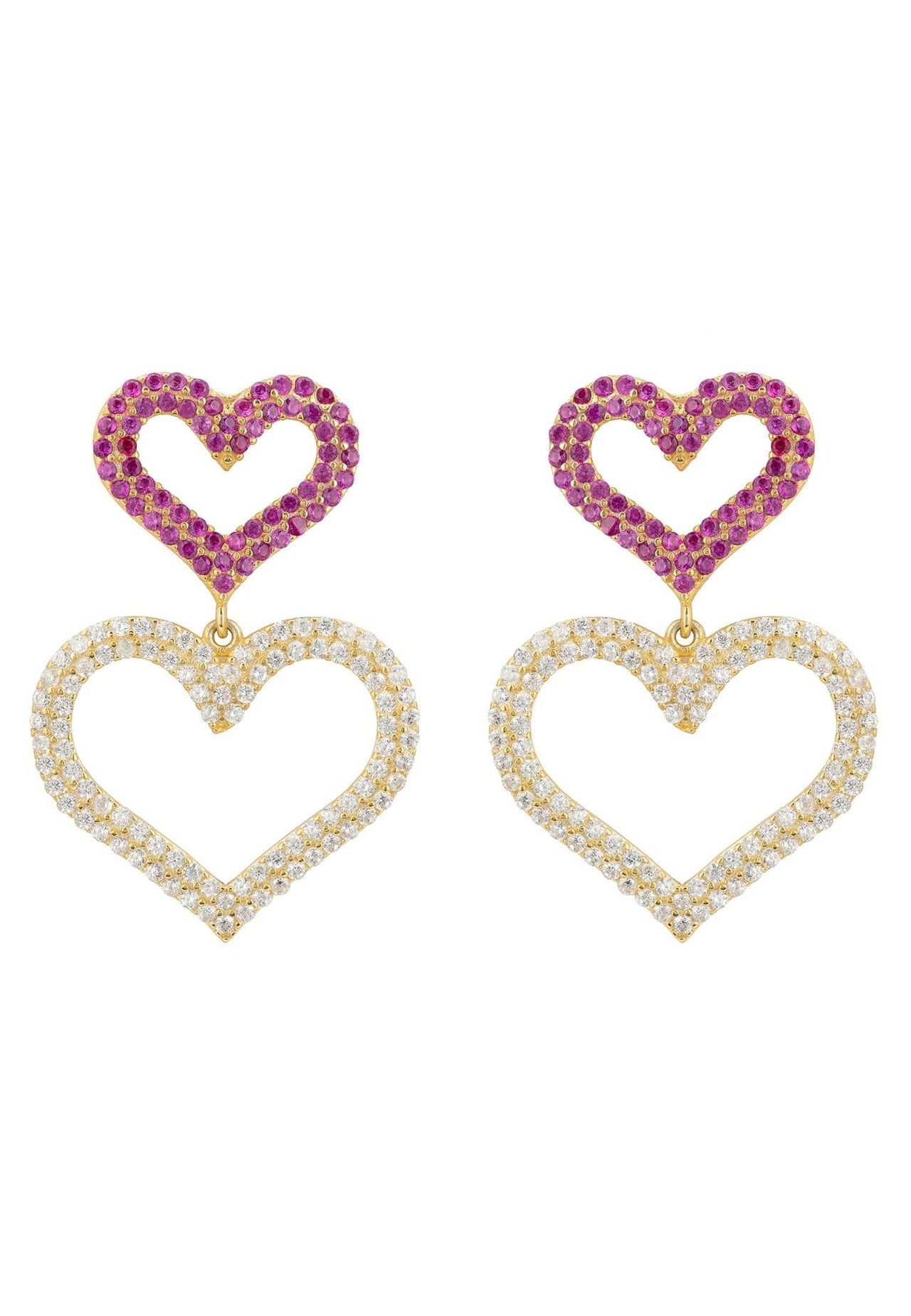 LATELITA - Love Hearts Drop Earrings Gold -