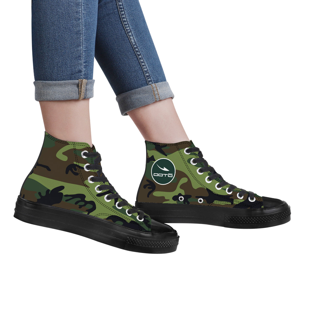 OOTO - CAMO W/ GN - SF_D71 High Top Canvas Shoes - Black soles - 1 COLOR -