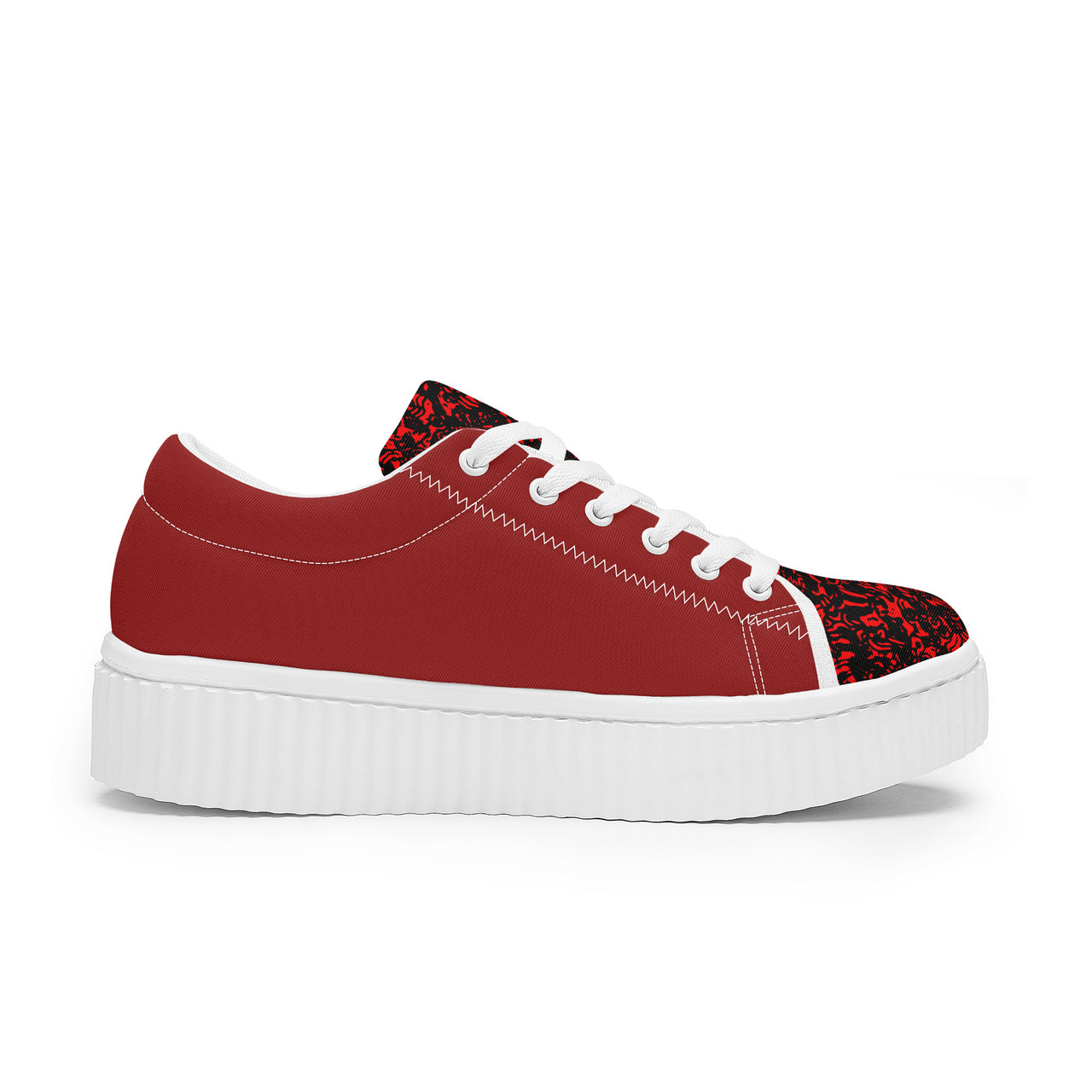 OOTO - Women's Low Top Platform Sneaker - RED MARBLED - 1 COLOR -