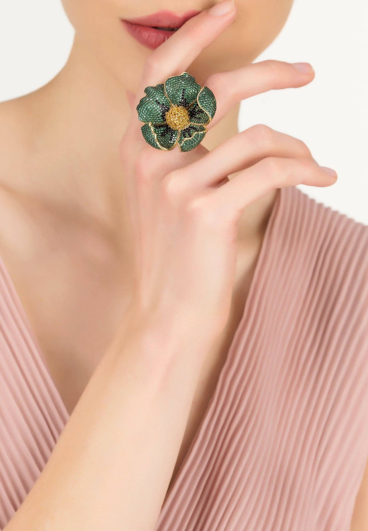 LATELITA - Poppy Flower Green Ring Gold -