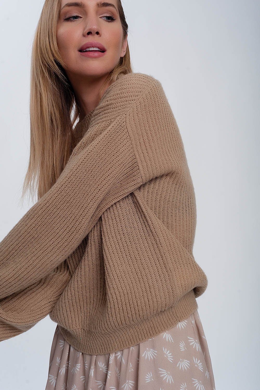 Q2 - Ribbed Jumper in Light Beige - 1 COLOR -