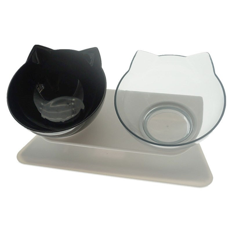 Non-Slip Double Cat shaped Bowl  With Stand - Pet Feeder & Water Bowl - [11 DAY DELIVERY] - COLORED OR TRANSPARENT - SINGLE OR DOUBLE - 14 OPTIONS -