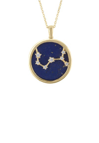 Thumbnail for Zodiac Lapis Lazuli Gemstone Star Constellation Pendant Necklace Gold Scorpio -