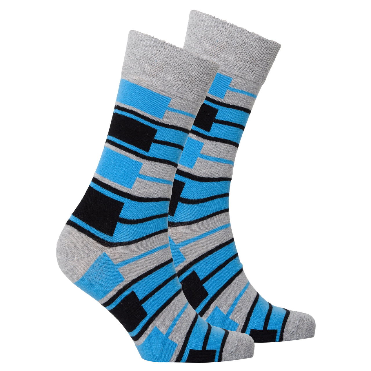 Men's Blue Patterned Socks - 1 COLOR -