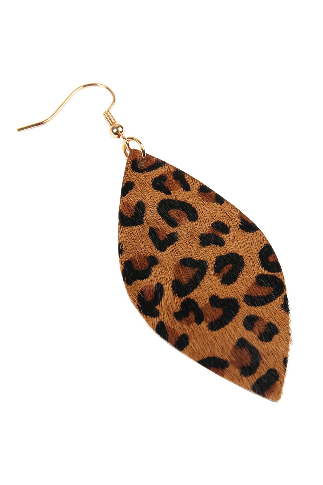 Riah Fashion - Leopard Marquise Leather Hook Earrings - 4 LEOPARD COLORS -