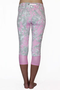 Thumbnail for Belcorva - Pink and Gray Marble Moto - Pocket Capri  - ON CLEARANCE! - 1 COLOR -