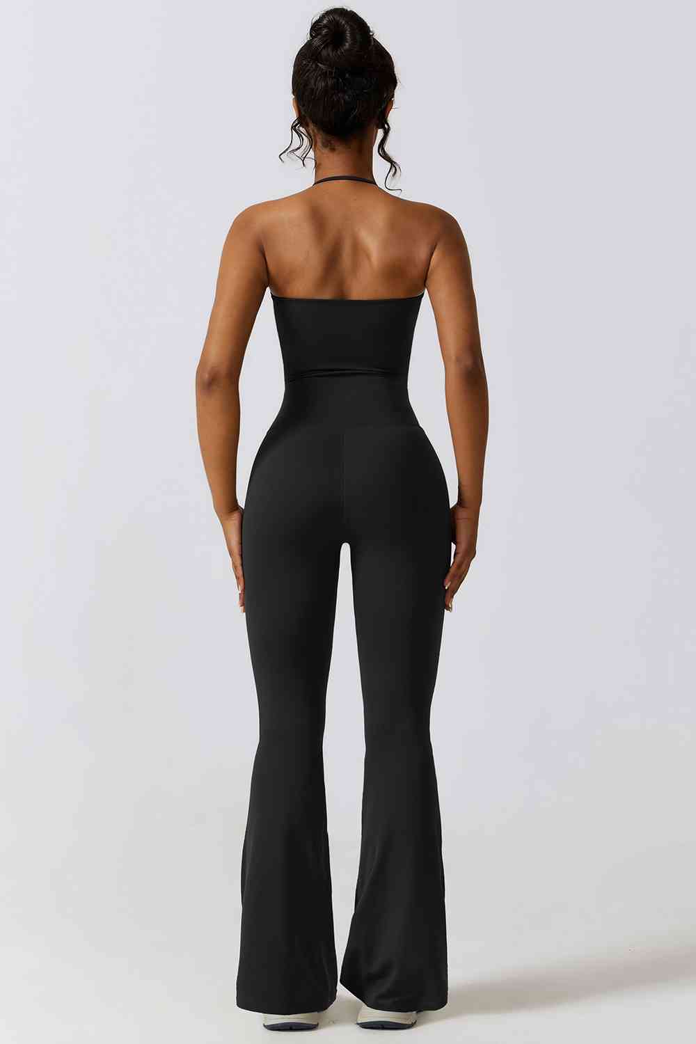 Halter Neck Flare Sport Jumpsuit - T - 4 COLORS -