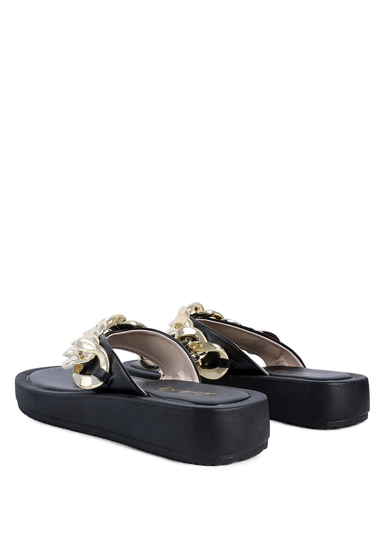 London Rag - Xing Metal Chain Thong Sandals - 2 COLORS -