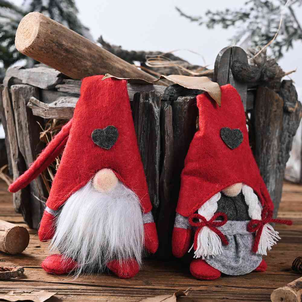 2-Piece Heart Christmas/seasonal Pointed Hat Gnomes - 11" - [5-10 DAY DELIVERY] - 2 PCS - T - SET -