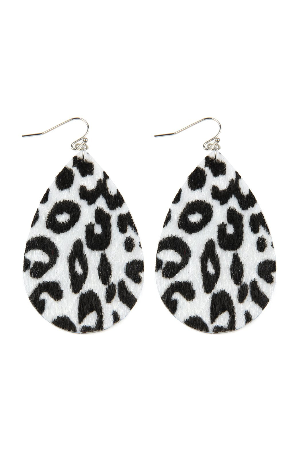 Leopard Print Fabric Fish Hook Teardrop Earrings - 5 COLORS -