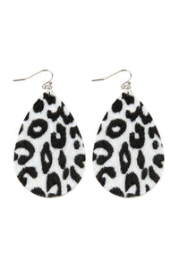 Thumbnail for Leopard Print Fabric Fish Hook Teardrop Earrings - 5 COLORS -