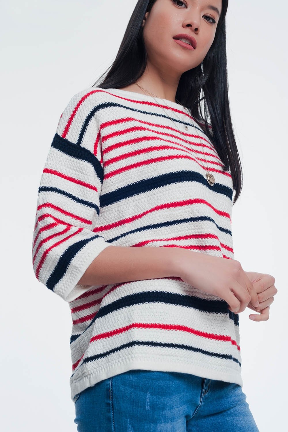 Q2 - Knitted Striped Sweater in Cream Color - SM., M. ONLY - 1 COLOR -