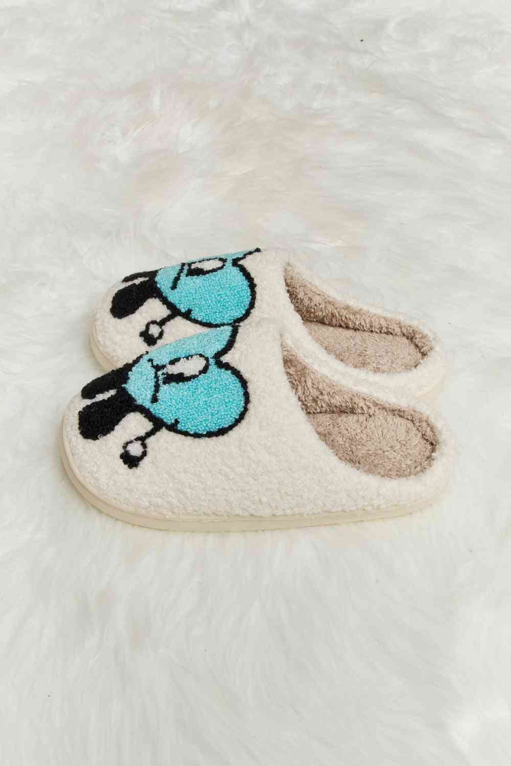 Melody Love Heart Print Plush Slippers - T - 2 COLORS -