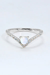 Thumbnail for Moonstone Heart-Shaped Ring - T - SIZES 6 THRU 9 - 2 FINISHES -