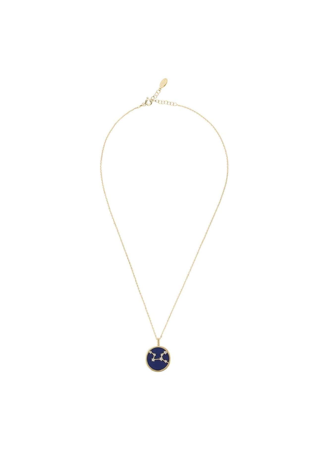 Zodiac Lapis Lazuli Gemstone Star Constellation Pendant Necklace Gold Virgo -