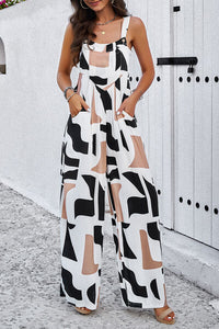 Thumbnail for Printed Wide Strap Jumpsuit with Pockets - T - 4 COLORS -