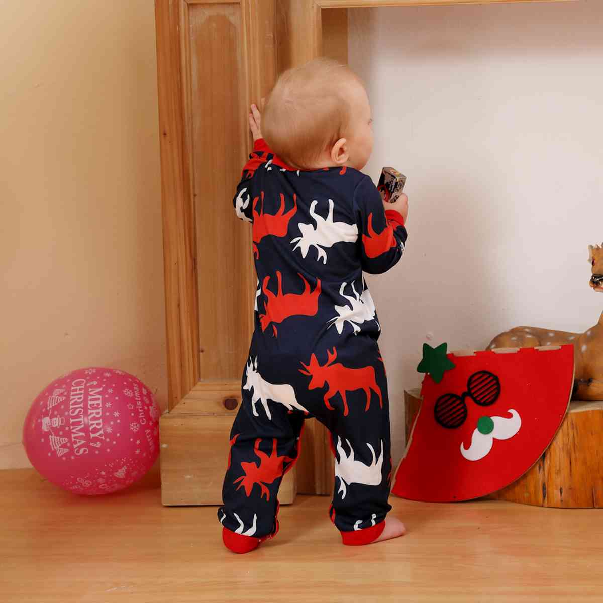 BABY Reindeer Print Round Neck Jumpsuit - T -