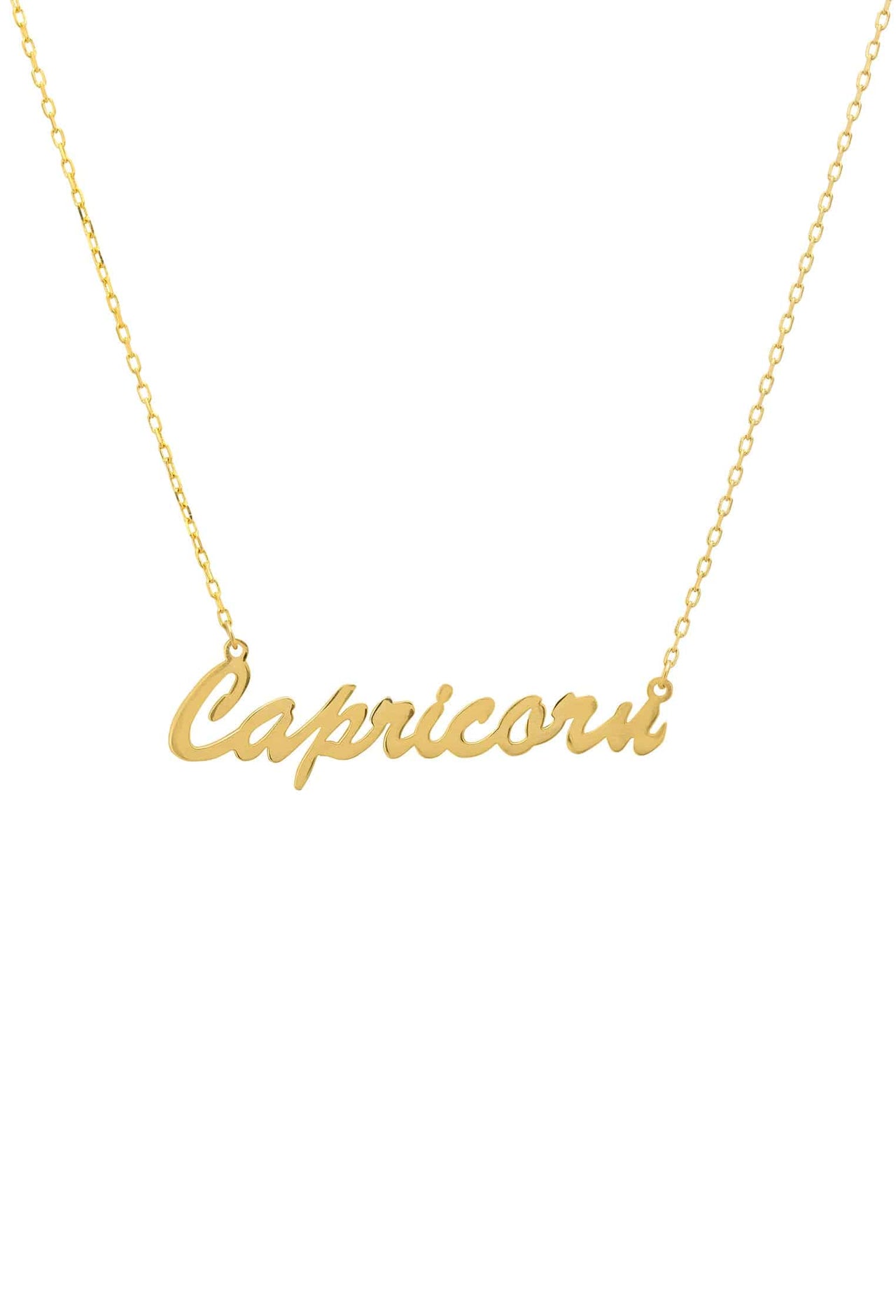 Zodiac Star Sign Name Necklace Gold Capricorn -