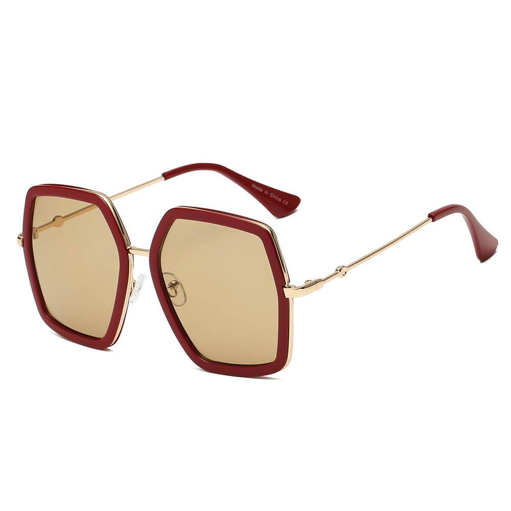 Corbin | S2059 - Women Square XXL Retro Oversize Sunglasses - 4 COLORS -