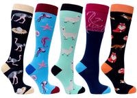 Thumbnail for Women's Wild Animals Knee High Socks Set - 5 PACK -